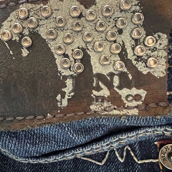 MEK Denim Darthan Straight Jeans Women’s 25x34 – Dark Wash Bootcut- Embroidered - Picture 6 of 8